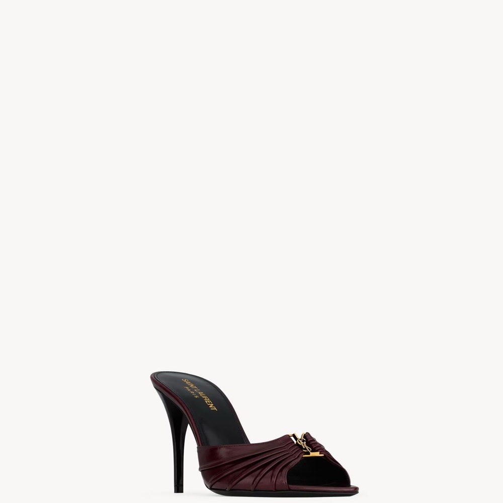 Saint Laurent Dark Burgundy Mules Sz 7 - Picture 2 of 6